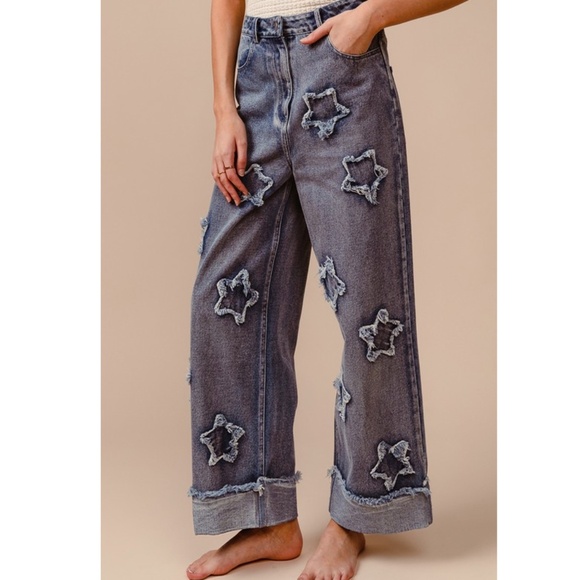 BiBi Star Patch Flare Jeans - Blue⭐️⭐️⭐️ - Picture 5 of 10